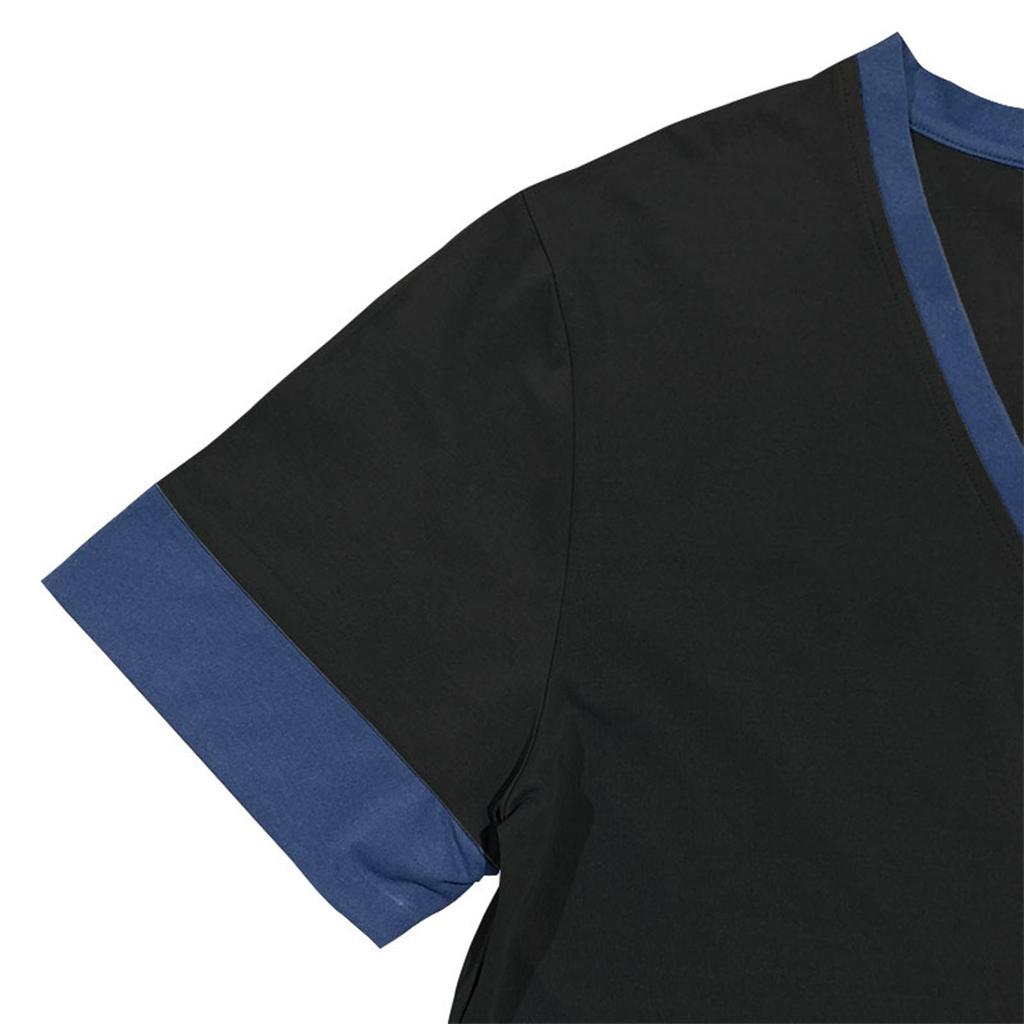 Men'S Fashionable Casual V-Neck T-Shirt Button Short Sleeved Top