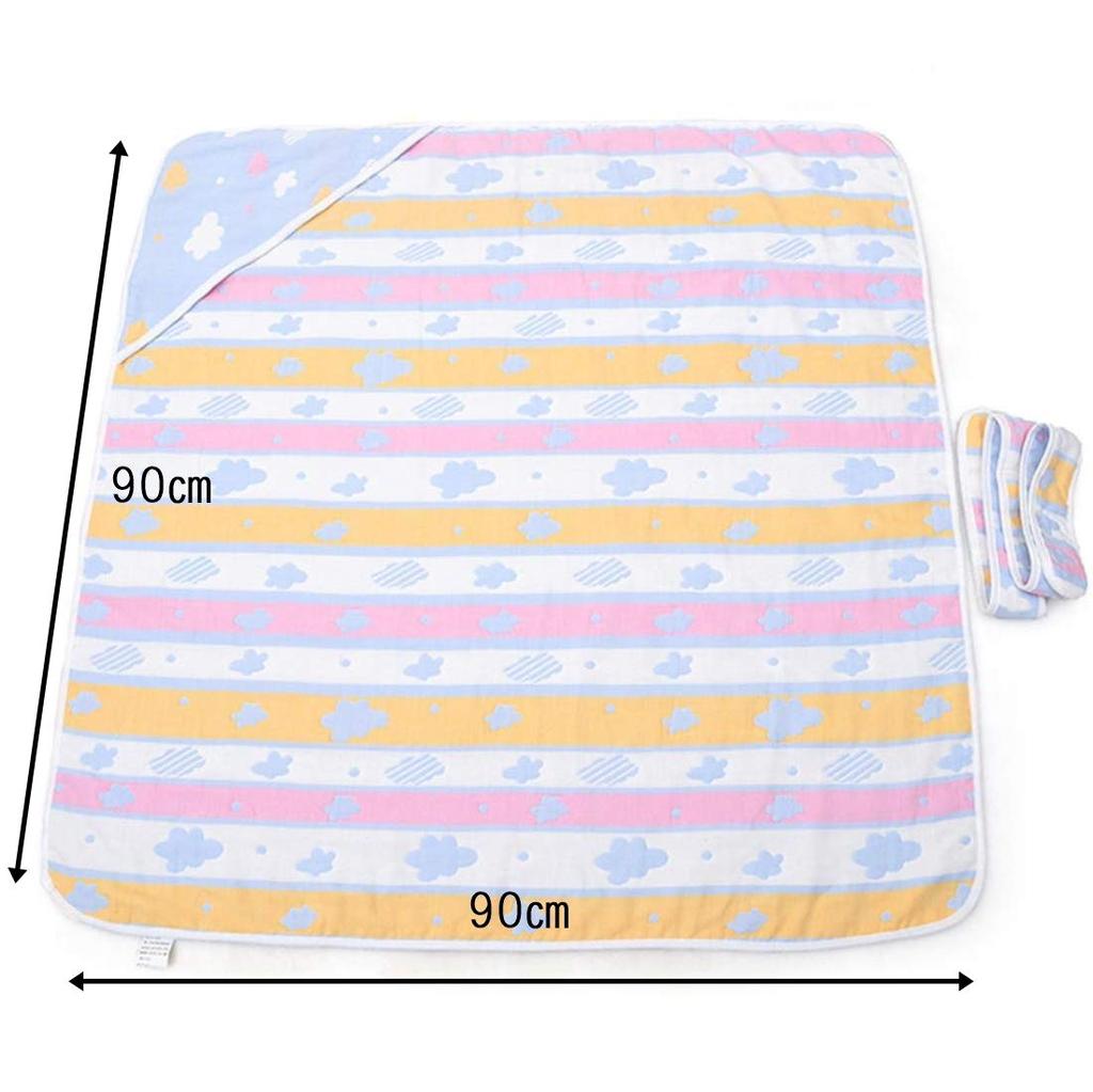 Пеленка для новорожденных, детское банное полотенце, одеяло из хлопковой марли [Boasorchi] 100% 6-слойная (синий)