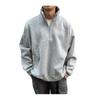 Men Fall Winter Sweatshirt Half-zipper Stand Collar Pure Color Loose Pullover Long Sleeves Casual Daily Streetwear Top