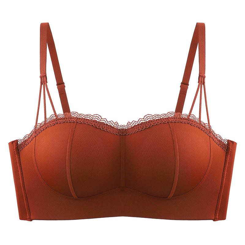 Sexy Bra Women's Strapless Underwear Gathering Bra Invisible and Seamless Bra Push Up Bra