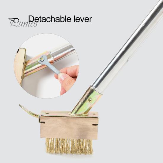 Crevice Weeding Brush Head Brass Wire Bristle 2-in-1 Weed Moss Remover Tool Manual Crack Weeder for Block Paving Patio Stone Edging
