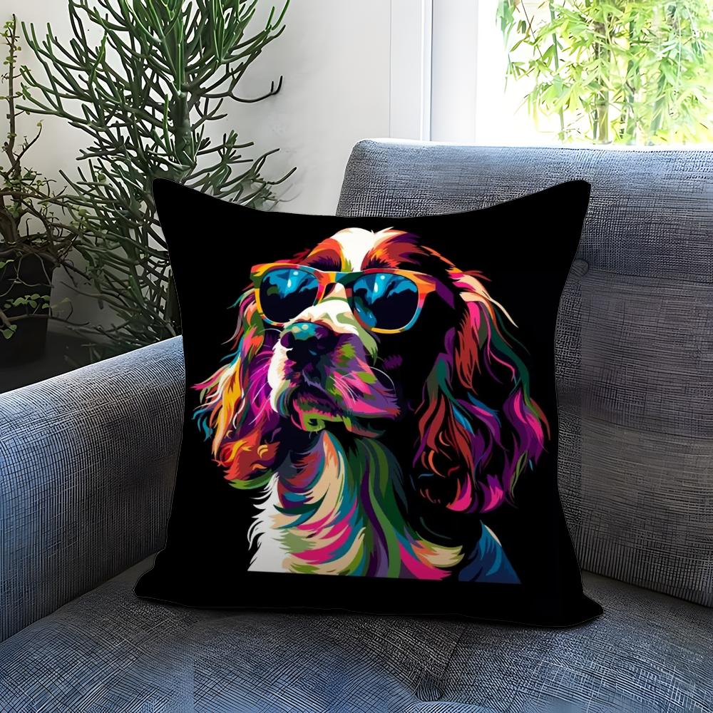 Colorful Painted Dog Cushion Cover Comfortable Reversible Pillow Cover Ideal for Car Sofa Bedroom Beyond