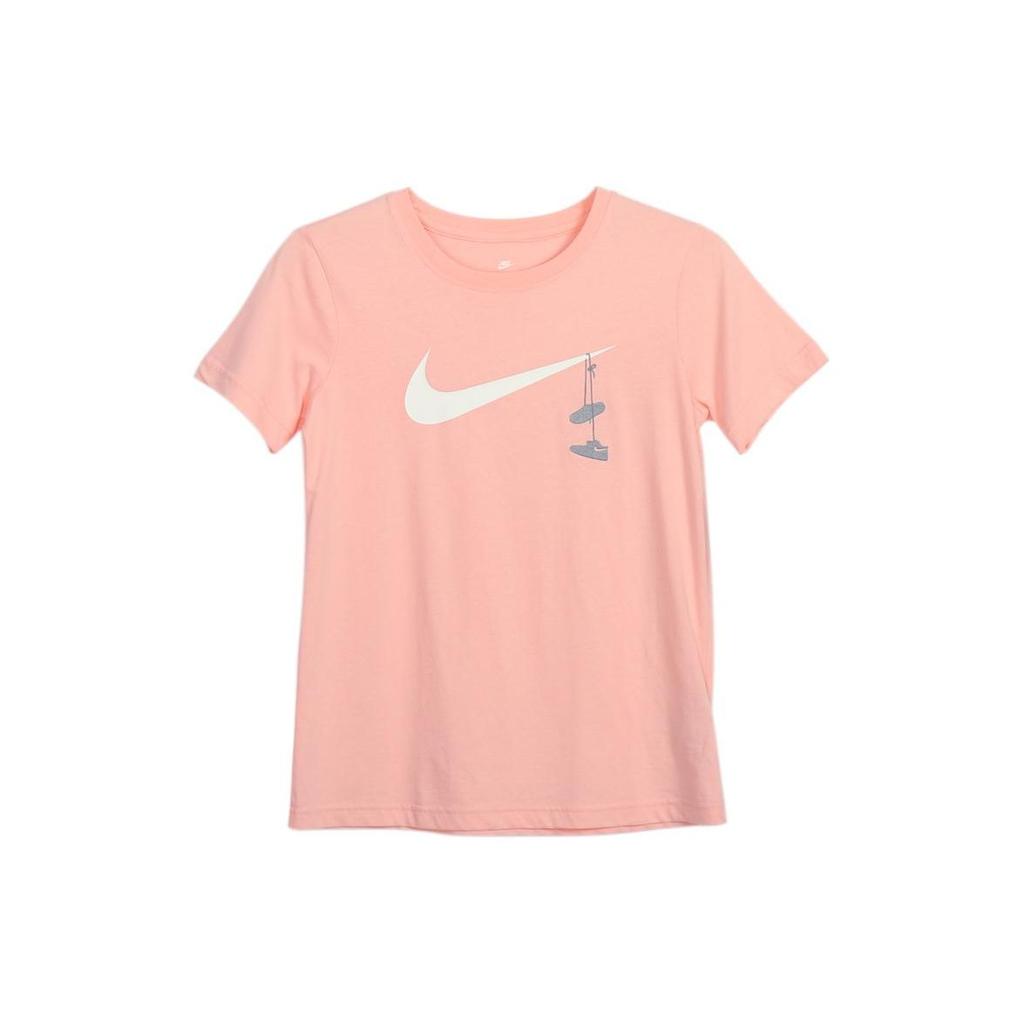 Nike Однотонная футболка с круглым вырезом и короткими рукавами Женские топы Оранжевый Розовый 923335-646