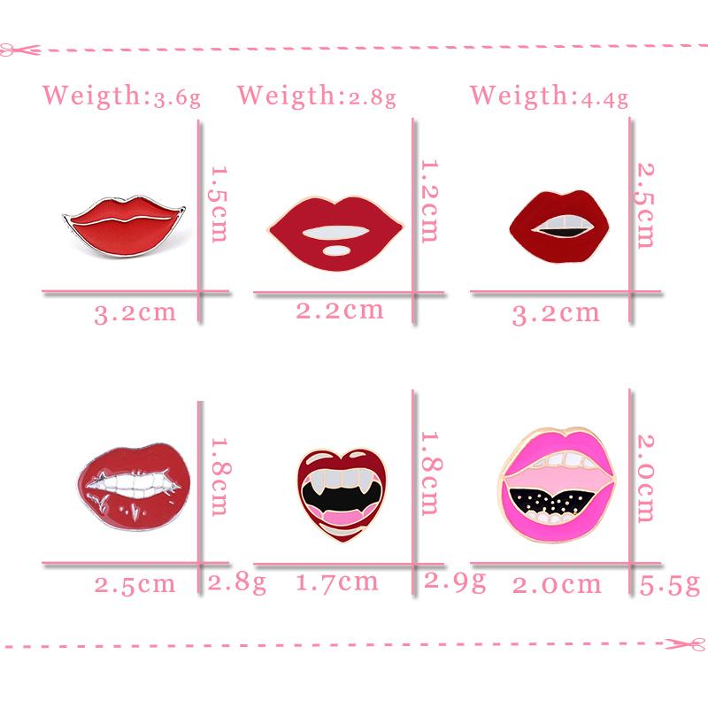 Variety Of Red Lips Enamel Brooches Fashion Romantic Sexy Mouth Lapel Pins Jackets Backpack Badge Vintage Jewelry Gift For Women