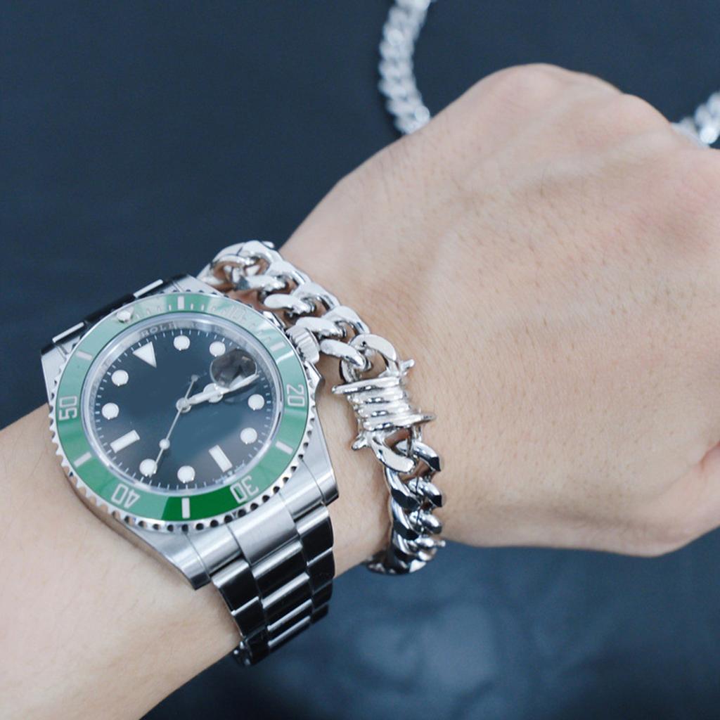 Unique Thorn Cuban Chain Necklace Bracelet Elegant Jewelry Accessory For Hip Hop And Punk Style Enthusiasts