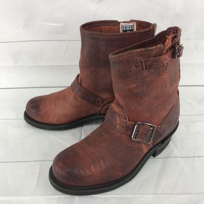 FRYE Натуральная кожа Инженерные ботинки [23.0 / Коричневый] Женские Регулируемый ремень Маслостойкая подошва Короткие ботинки(ИСПОЛЬЗОВАЛ)