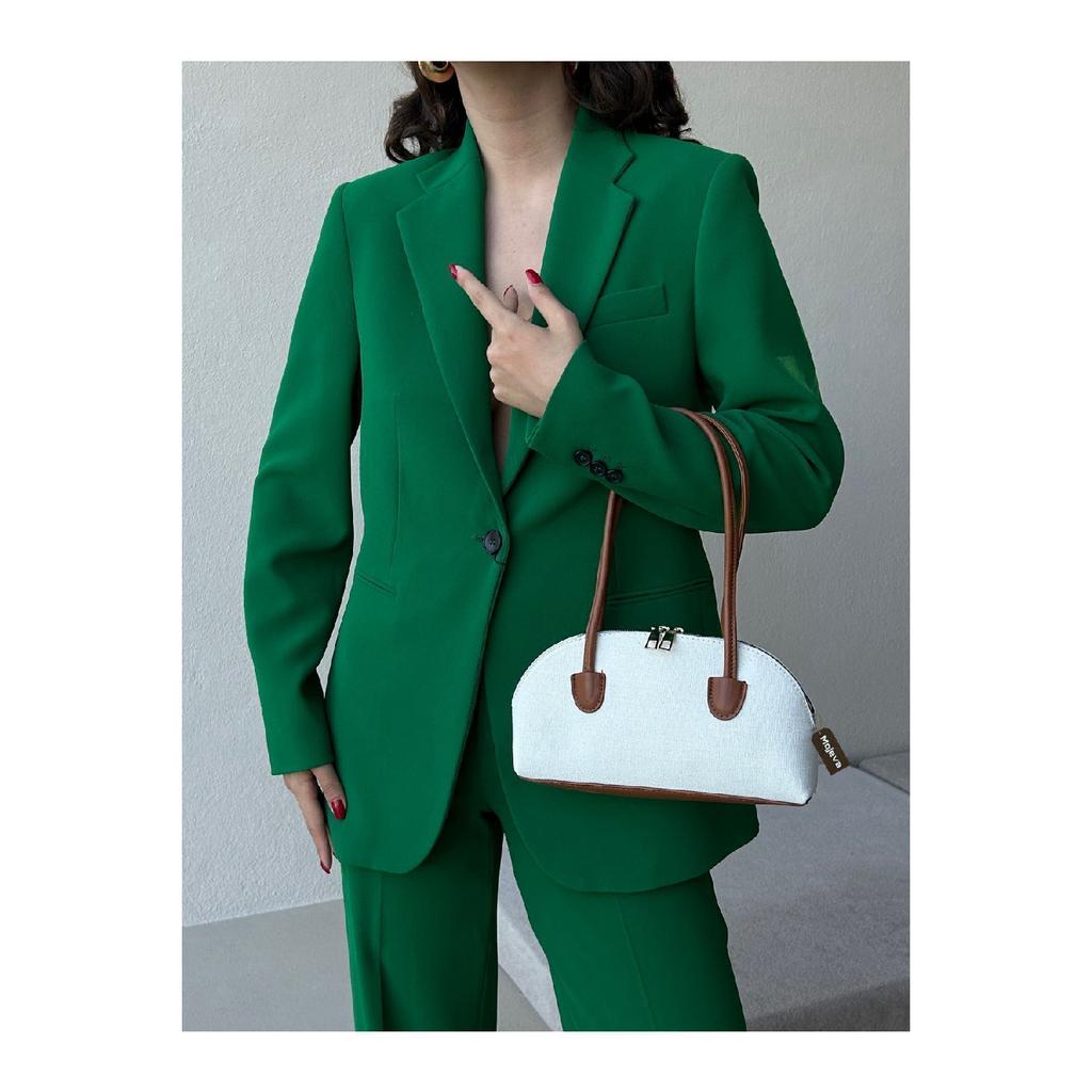 Long Handle Linen Black Women's Baguette, Hand And Shoulder Bag