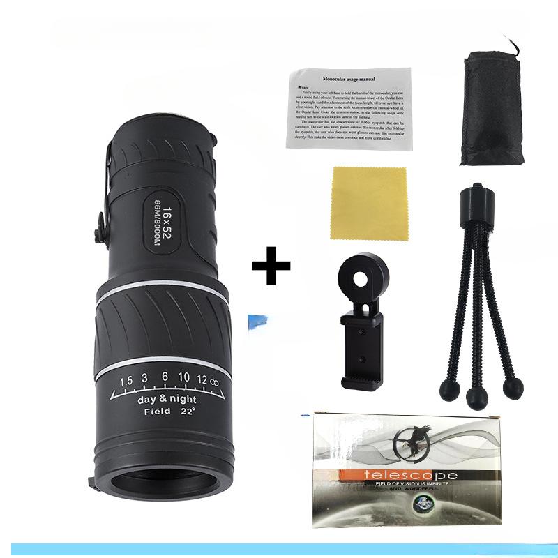 Фабричный телескоп 16X52 для взрослых и детей, концертные, высокой четкости, при слабом освещении, ночного видения, монокулярные очки для мобильного телефона