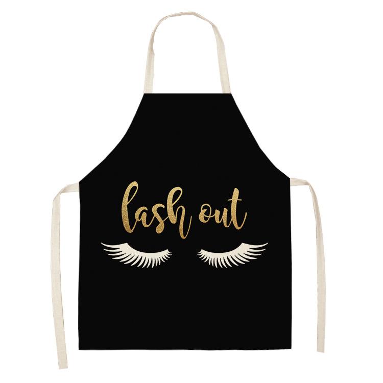 Eyelashe Love Pattern Aprons Home Cooking Kitchen Apron Cook Linen Adult Bibs Waist Baking Barista Aprons Cleaning Tools Tablier