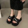 Fashion Women Rhinestone Platform Slippers Summer Fashion Open Toe High Heel Outdoor Ladies Flip-flops Height Increase Beach Sandals