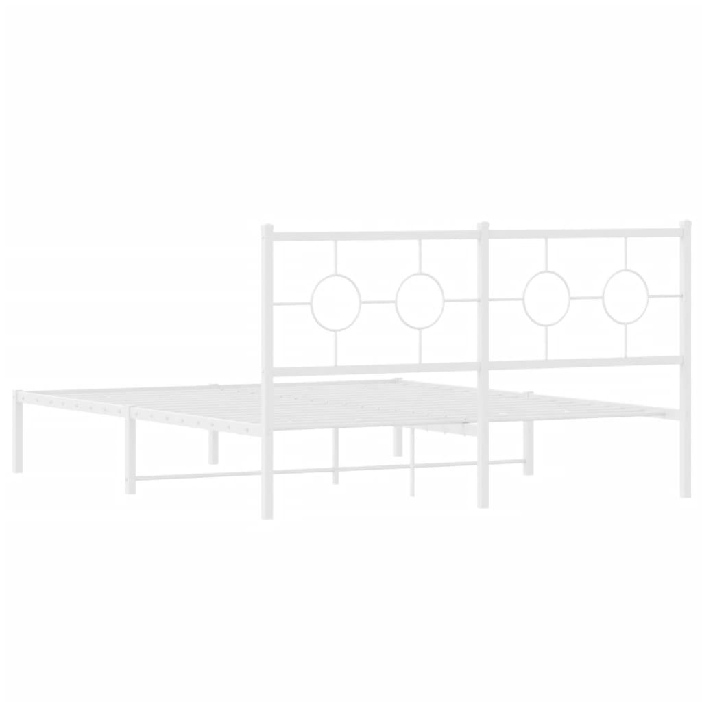 Metal Bed Frame with Headboard White 150x200 cm