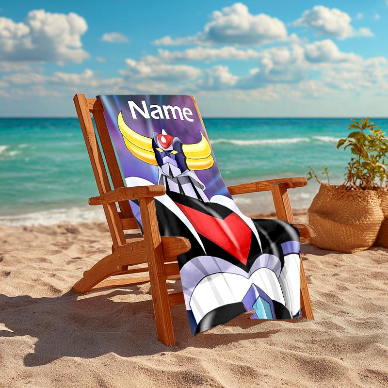 Personalized customized proof beach towel with UFO Robo Grendizer pattern - soft, absorbent,quick-drying,perfect swimming,camping&bathing