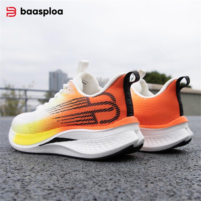 BAASPLOA Кроссовки мужские с карбоновой пластиной, ударопрочные, износостойкие, легкие, дышащие, сетчатые кроссовки для бега на открытом воздухе для мужчин