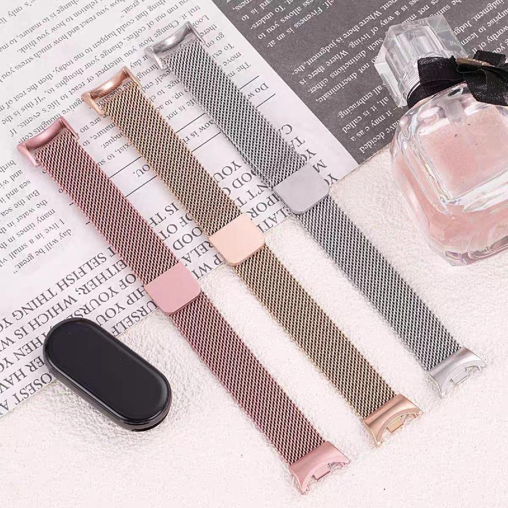 Ремешок для часов Xiaomi Band 8/9/10 NFC из нержавеющей стали, магнитный миланский сетчатый браслет для женщин