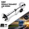 12V/24V Polished Stainless Steel Single Trumpet Horn Low Tone for Marine Boat Truck Lorry Caravan RV