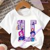 Kpop Охотники на демонов Футболка с буквами от A до Z Kawaii Rumy Топы на день рождения Одежда для вечеринок Женская футболка Летняя с коротким рукавом Хлопок Детская одежда