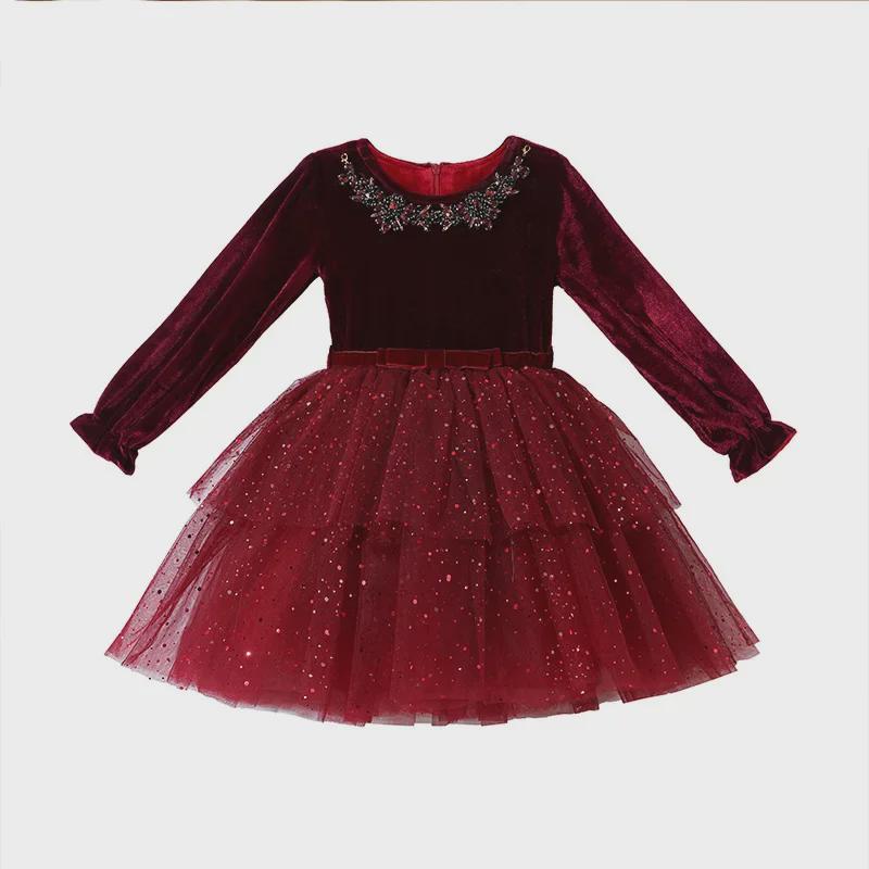 2023 Новое платье принцессы с длинными рукавами для девочек осень/зима - Стильная корейская детская мода