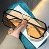Unisex Fashionable Double Bridge Oversized Sun Glasses Men Women Stylish Uv400 Sunglasses Retro Large Frame Plain Glasses
