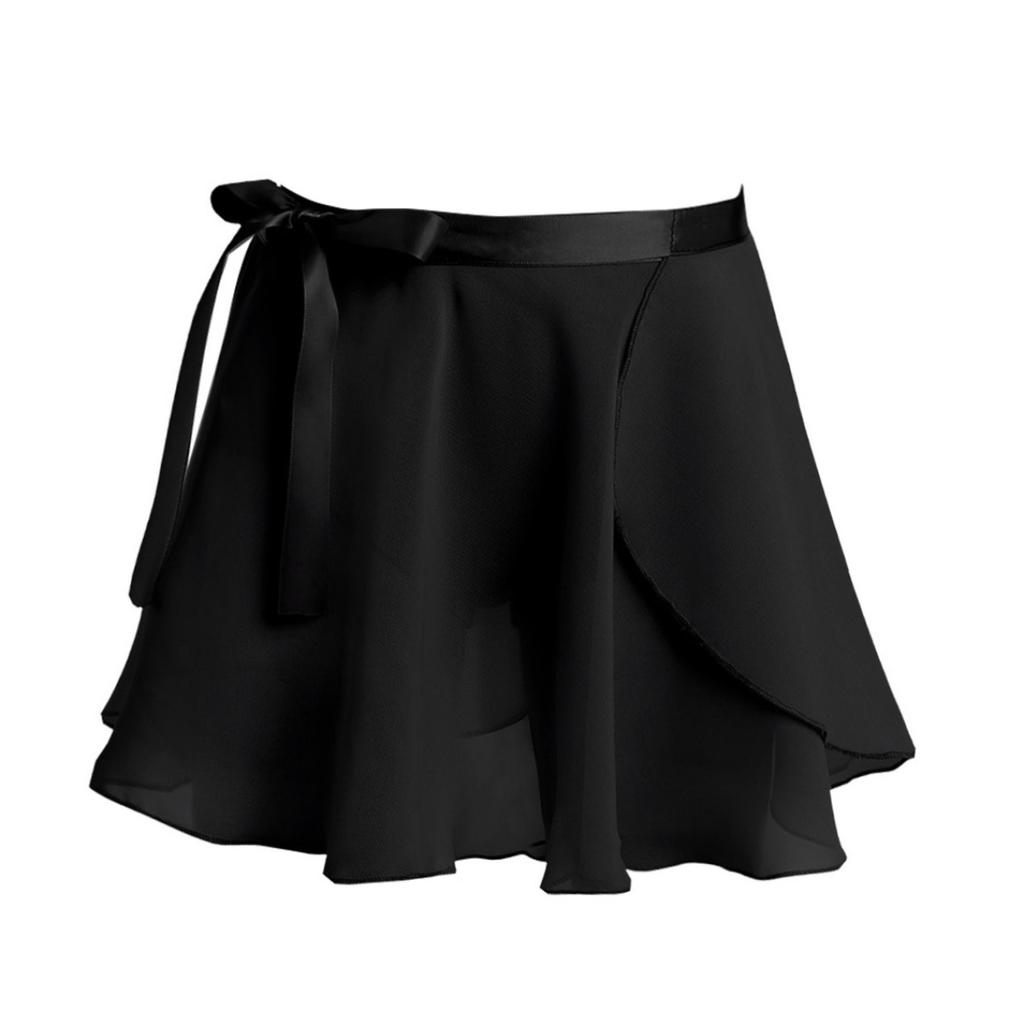 Girls Ballet Dance Basic Classic Chiffon Mini Wrap Over Skirt with Tie Waist Dancewear Costume