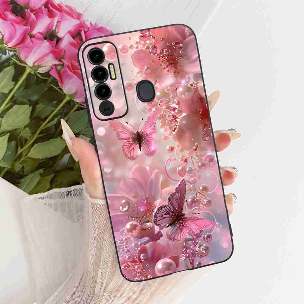 Simple Design Cartoon For Tecno Spark 7P KF7j Case Silicone TPU Black Cover For Tecno Spark7P 7p 6.8" Bumper Phone Cases Fundas