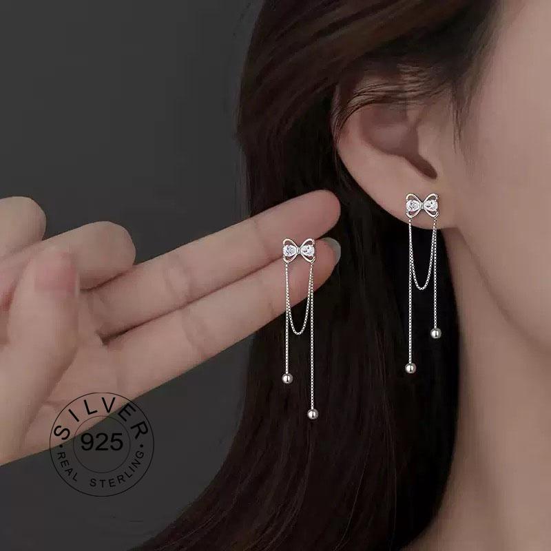Винтажные серьги из серебра 925 пробы для женщин Модные Простые Длинные Серьги-подвески Звезда Украшения Предотвращение Аллергии Аксессуары для Вечеринки