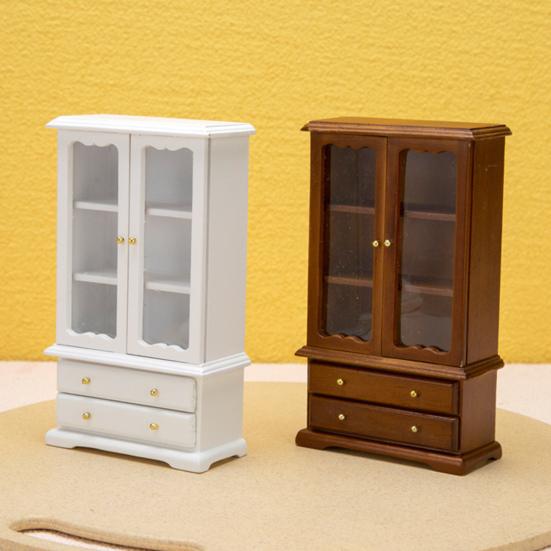 1:12 Creative 3 Layers Decorate Exquisite Detail Cupboard Dining Cabinet Model Dollhouse Furniture Micro Landscape