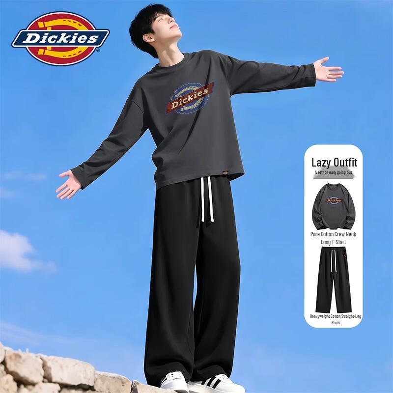 Комплект из хлопковой футболки с длинным рукавом и прямых брюк Dickies