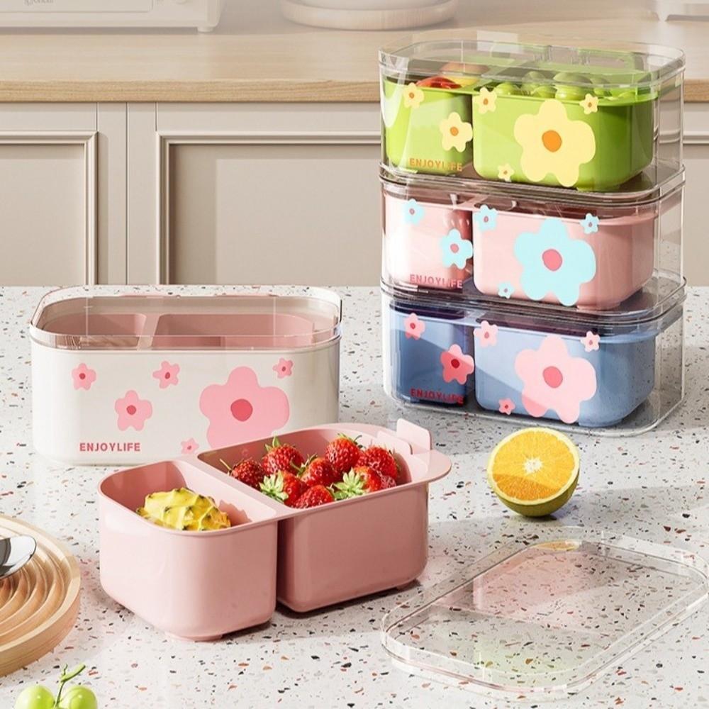 Double-Layered Fruit Storage Box Space-Saving Stackable Nut Snack Box Plastic Thickened Draining Basket Living Room