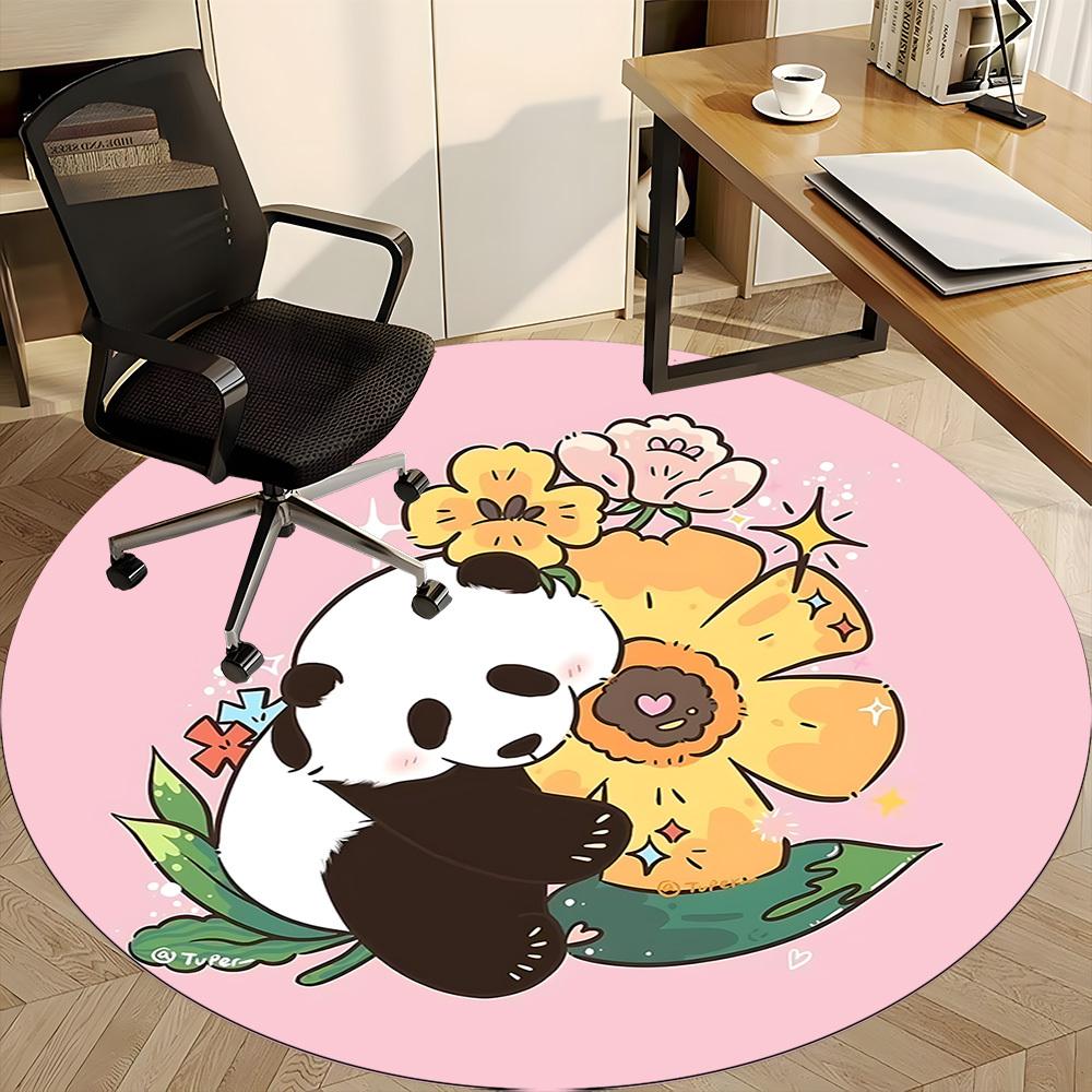 1 шт. Круглый ковер Panda Bloom для офиса, комнатный коврик, подходит для офиса, под офисные стулья, спальни, гостиной, домашнего декора D002