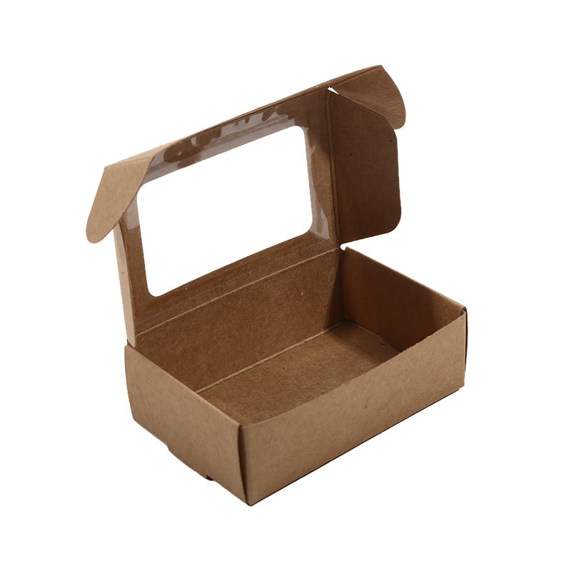 25PCS Kraft Paper Box With Clear Window Homemade Boxes Presents Packaging Boxes For Cookies Packaging Candy Box Birthday Gift