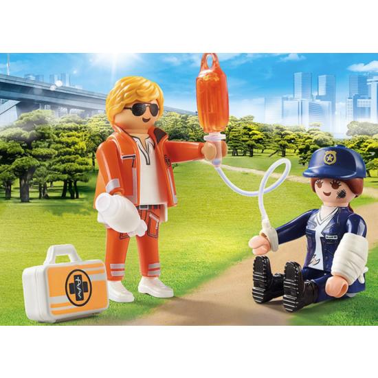 Playmobil Duo Pack Набор фигурок врача скорой помощи и женщины-полицейского 70823, 1 набор, популярные игрушки в Корее