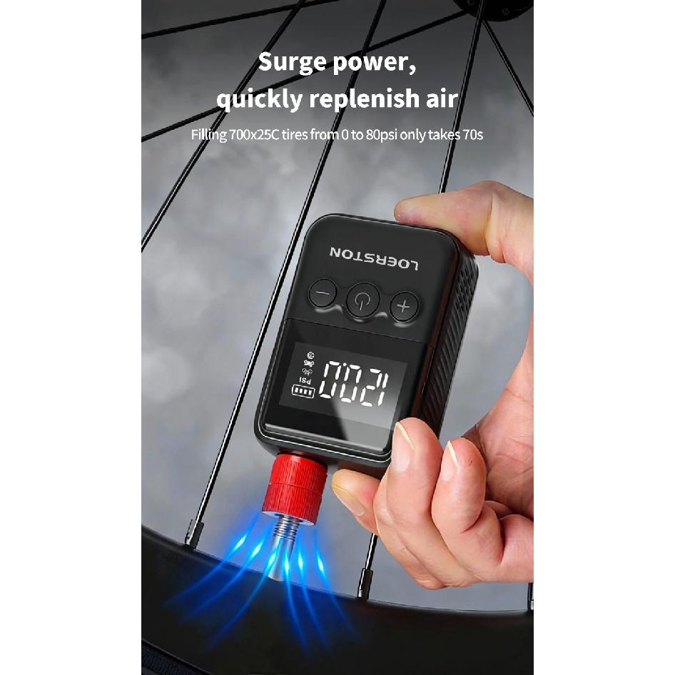 LOERSTON Mini Portable Electric Air Pump Digital Inflator 130PSI MTB Road Bike Accessories For Bike Schrader Presta Tires