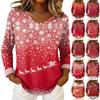 Women's Christmas Print Casual V-Neck Long Sleeve Top