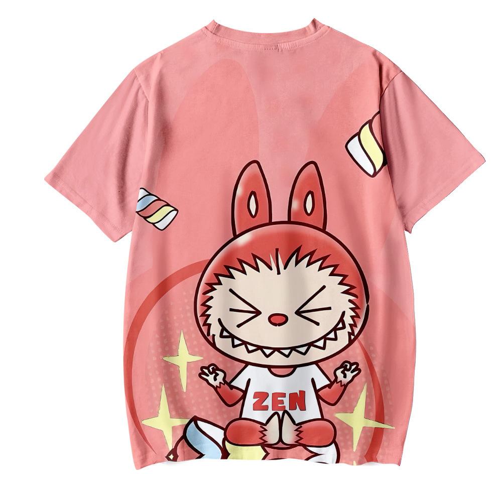 Забавный мультфильм LABUBU футболки крутые мужские футболки с круглым вырезом повседневные унисекс уличная модная футболка
