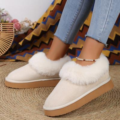 Большие размеры Новые осенние и зимние зимние ботинки без застежек Женская обувь Обувь из плюшевого хлопка с подкладкой из флиса Утолщенные хлопковые ботинки