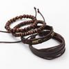 4PCS Fashion Vintage Multi-Layer Wooden Beads Trendy Accessories Men's Bracelet