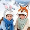 Winter Hat Scarf Gloves Set, Cartoon Style Soft Plush Three-Piece Set for Kids & Adults, Warm Christmas Gift Box