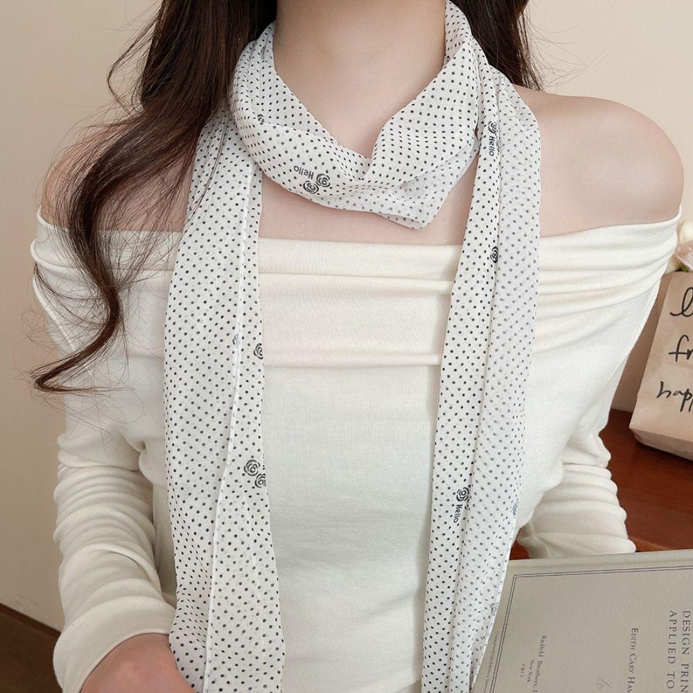 Spring Summer Scarf Headband Elegant Silk Waistband New Polka Dot Scarf Neckerchief
