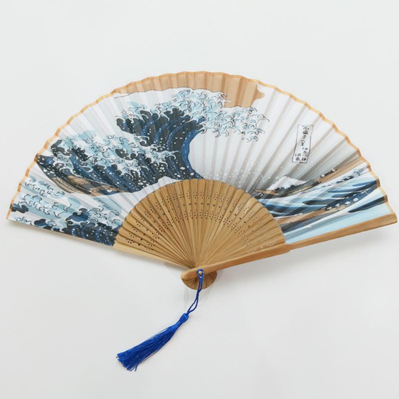 Летний винтажный бамбуковый складной ручной цветочный веер для танцев в китайском стиле