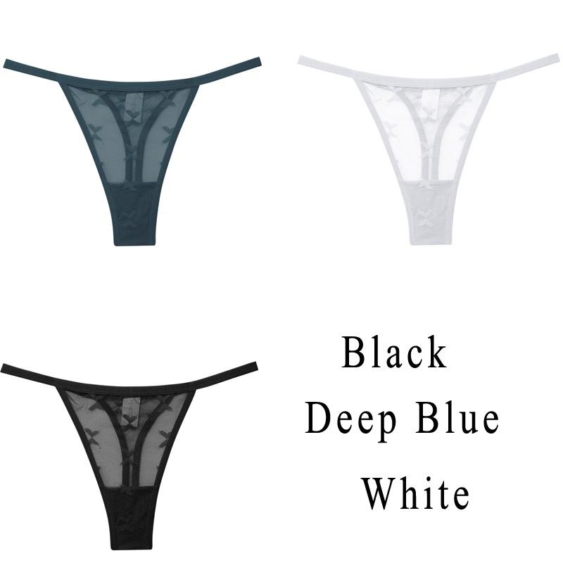3 шт./компл., кружевные сексуальные трусики-стринги, женские стринги с низкой талией, женские трусы, сетчатый прозрачный комплект нижнего белья
