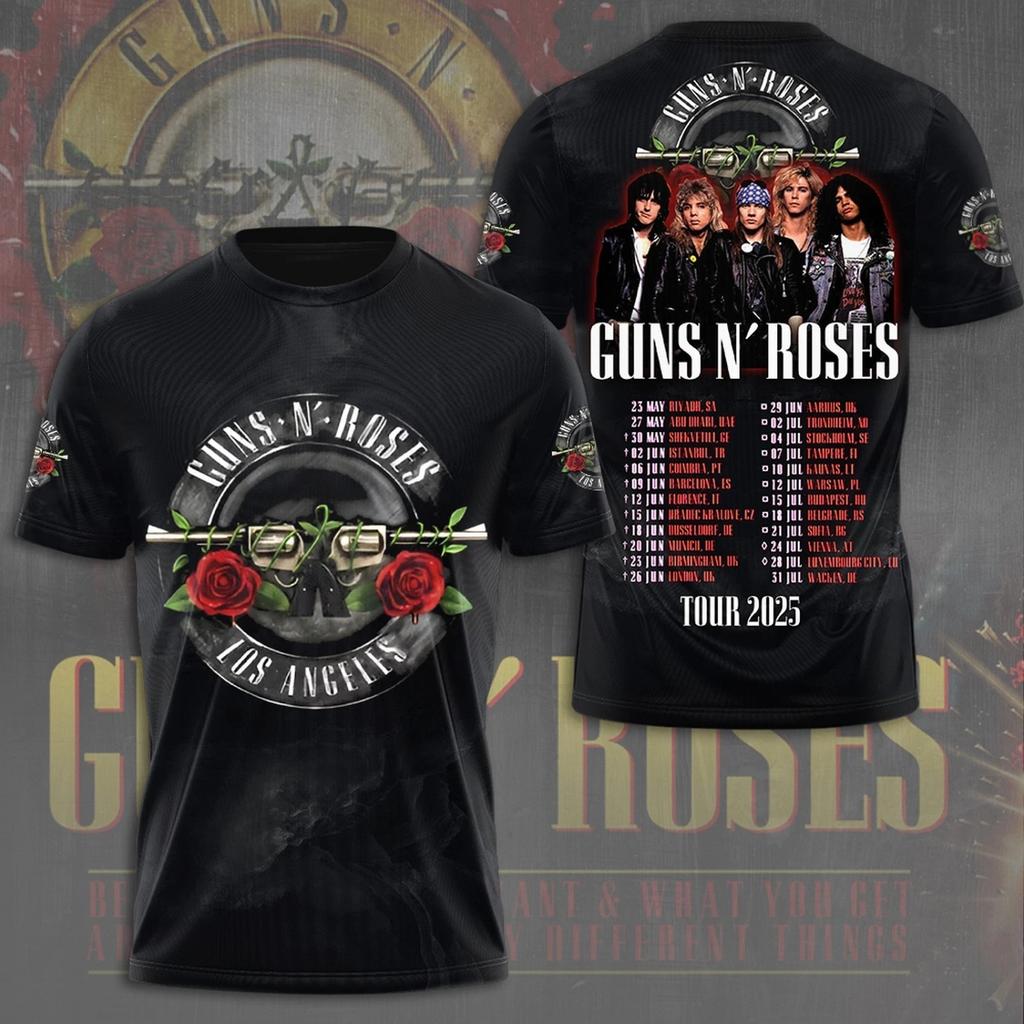 Guns N' Rose Тур Рок Поп Уличная 3D Печать Мужская Футболка Рубашка Американская Музыка Коллекционер Эпичный Харадзюку Топ Мужская Одежда