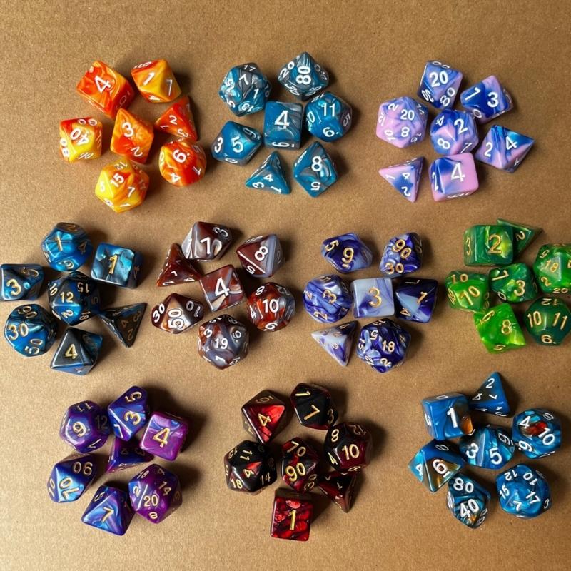 70 шт. Многогранные кубики для ролевых настольных игр, многосторонние акриловые кубики