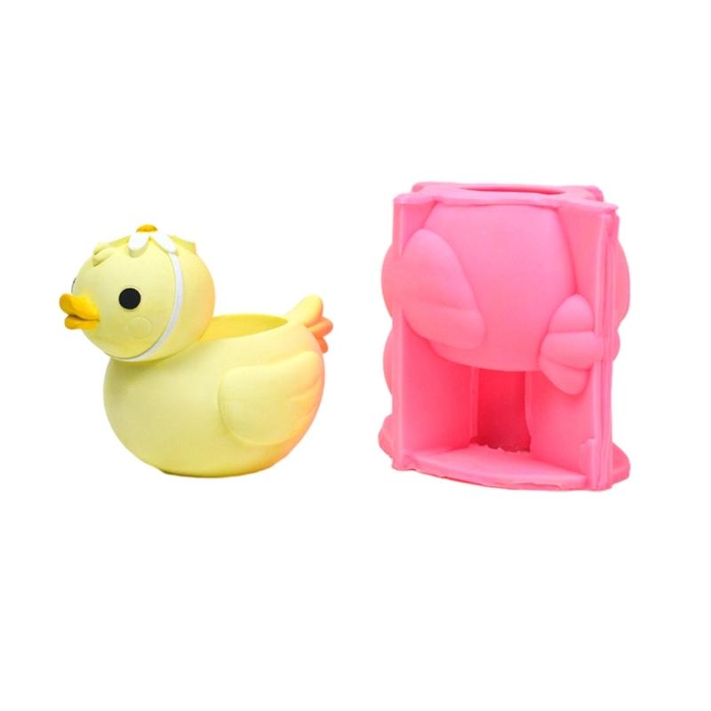 Duck Pen Holder Silicone Mold Table Ornament Succulent Planter Flowerpot Molds Epoxy Resin Mold Plaster Making Tool