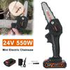 550W 24V Cordless Electric Chainsaw Portable Rechargeable Battery Wood Cutter New