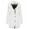 Women's Hooded Slim Fit Cotton Coat - European & American Style, Mid-Length, Solid Color, Warm Outerwear for Autumn & Winter