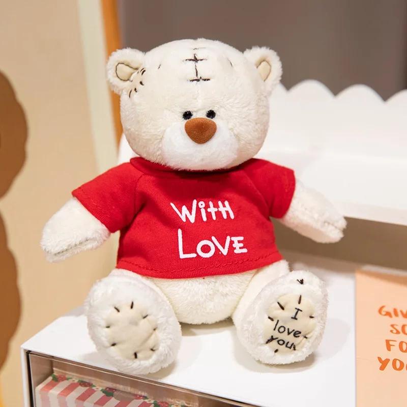 Creative Doctor's Uniform Bear Plush Toy Soft Bear Wear Hoodie Hold French Fries Stuffed Baby Doll Home Decoration Birthday Gift