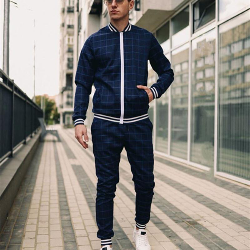 Новый кардиган с воротником-стойкой на молнии, куртка в сетку, Европа, США, повседневная спортивная одежда, костюмы, осенние спортивные штаны, мужская одежда