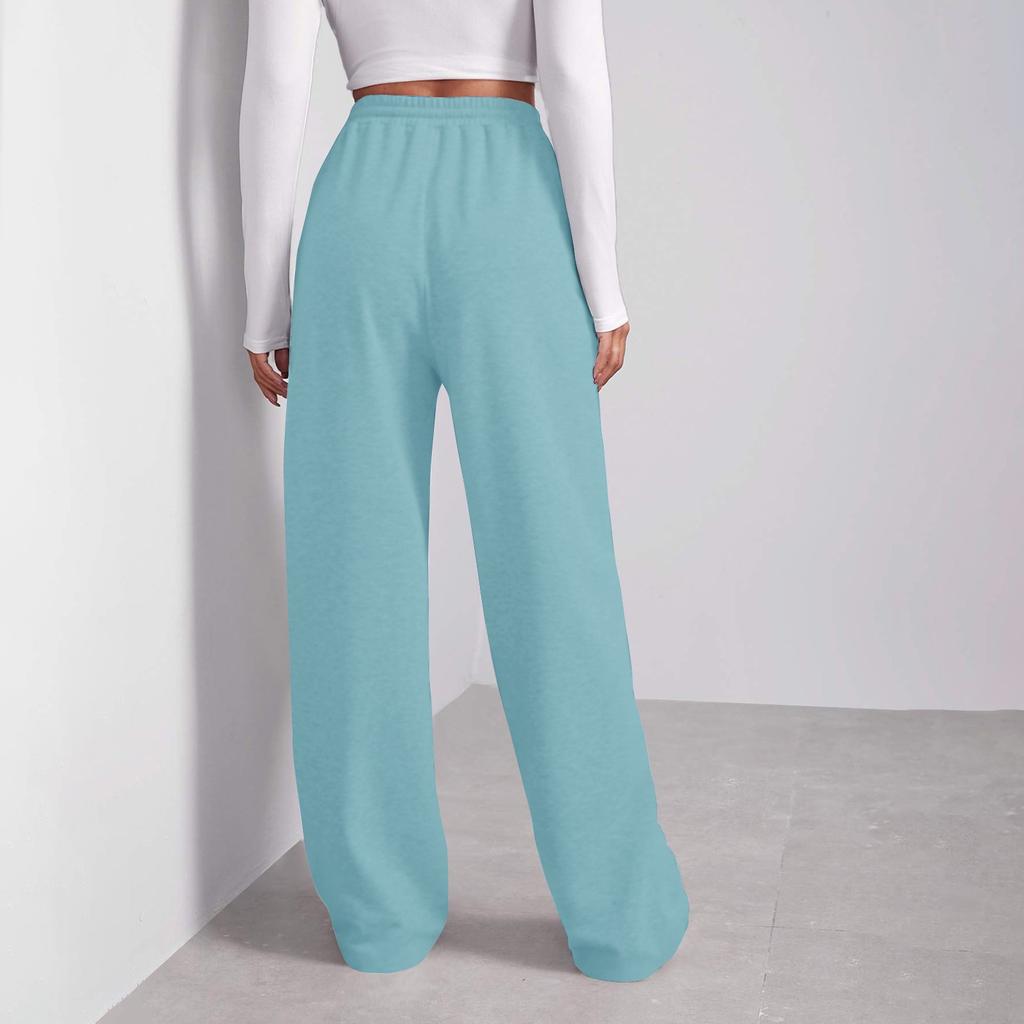 Женские зимние спортивные штаны, однотонные повседневные брюки, женские флисовые спортивные штаны, широкие прямые брюки