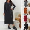2023 Autumn Loose Plus Size Knit Lace Long Fleece Sweatshirt Dress