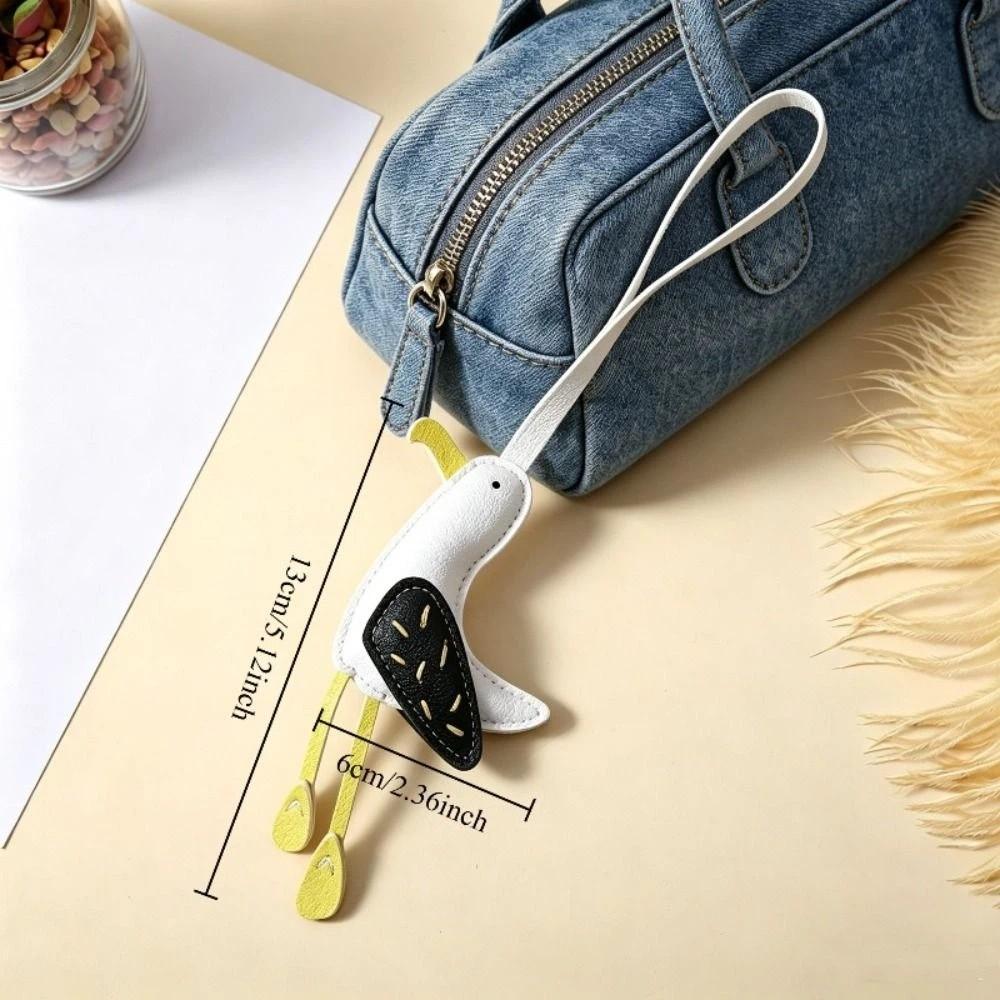 Cute Seagull Keychain PU Leather Bag Ornament Decorative Seagull Pendant Cars
